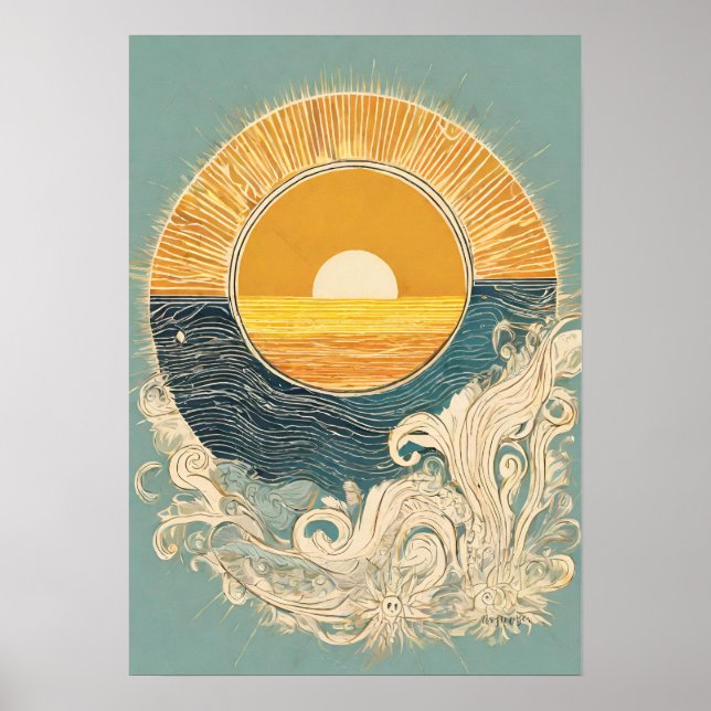 Morning Sunlight Sun Illustration Wall Art Poster (Front)