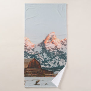 Morning Sunrise Cabin at Grand Teton National Park Bath Towel