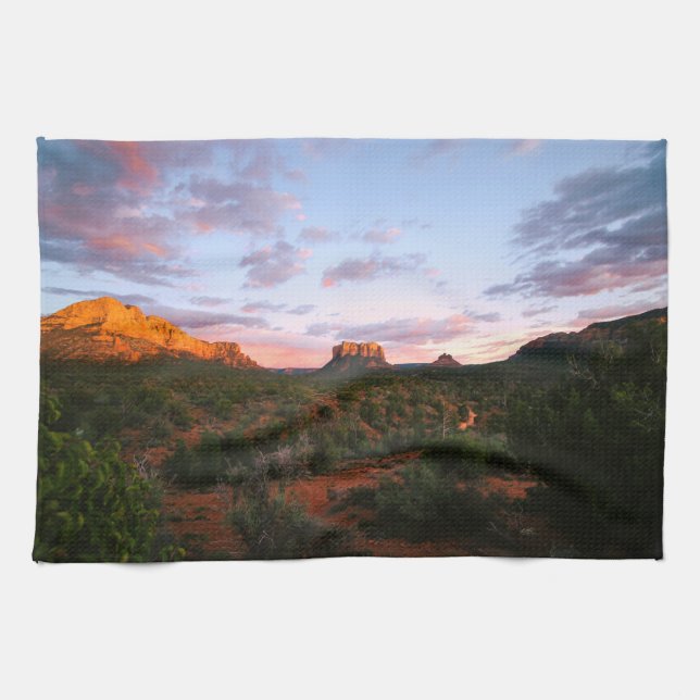 Morning Sunrise Sedona Arizona Desert Kitchen Towel (Horizontal)