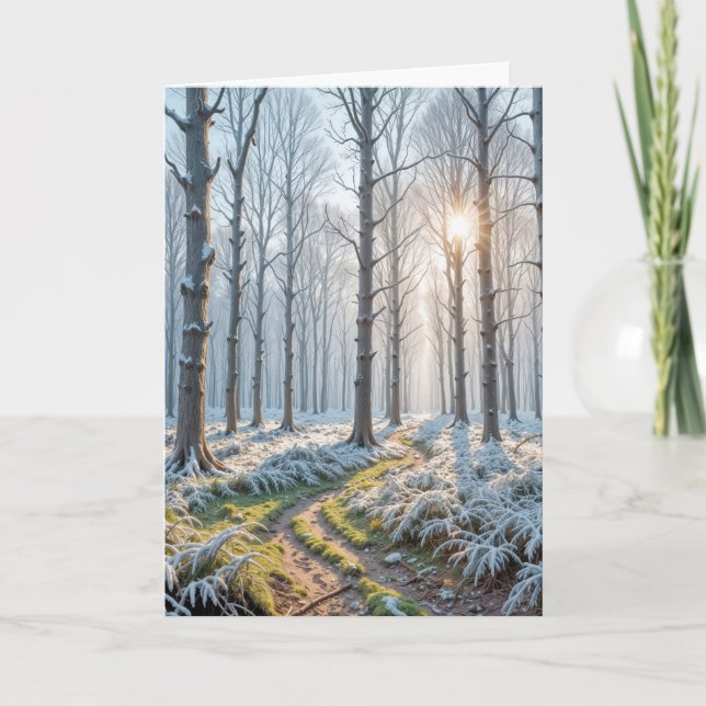 Morning Sunshine in Frosty Forest Card (Front)