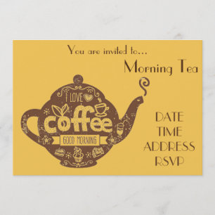 Morning Tea retro coffee date cafe party Invitation