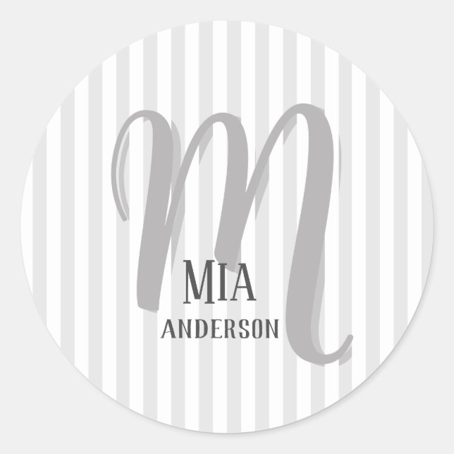 Morning Vibe Personalized Monogram Classic Round Sticker (Front)