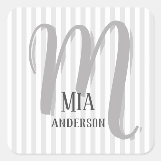 Morning Vibe Personalized Monogram Square Sticker (Front)