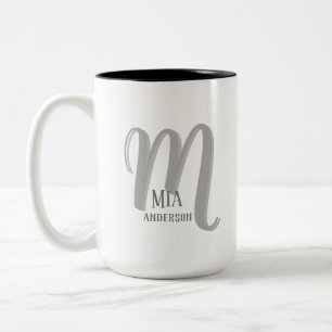 Morning Vibe Personalized Monogram Two-Tone Coffee Mug