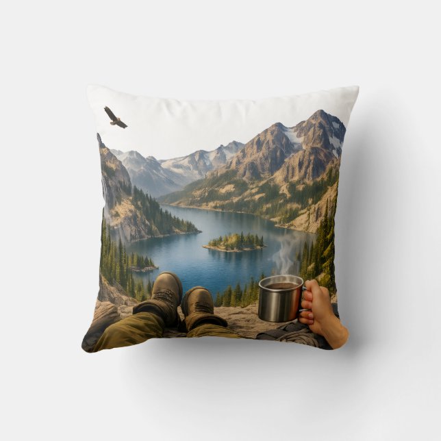 Morning View Escape Throw Pillow (Back)