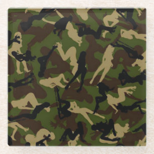 morning wood camouflage glass coaster