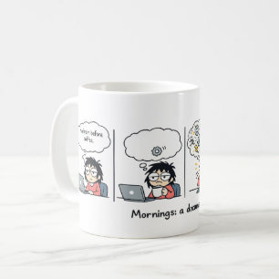 Mornings: A Documentary Funny Coffee Comic Strip Mug