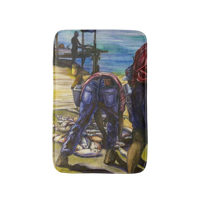 Morning's Catch, Harbour Island, Bahamas Bath Mat (Front Vertical)