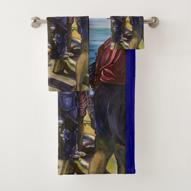 Morning's Catch, Harbour Island, Bahamas Bath Towel Set (Insitu)