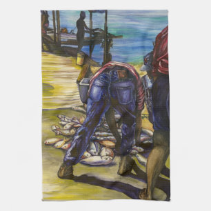 Morning's Catch, Harbour Island, Bahamas Kitchen Towel