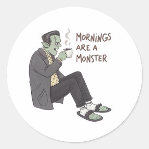 Mornings monster Printable Halloween sticker