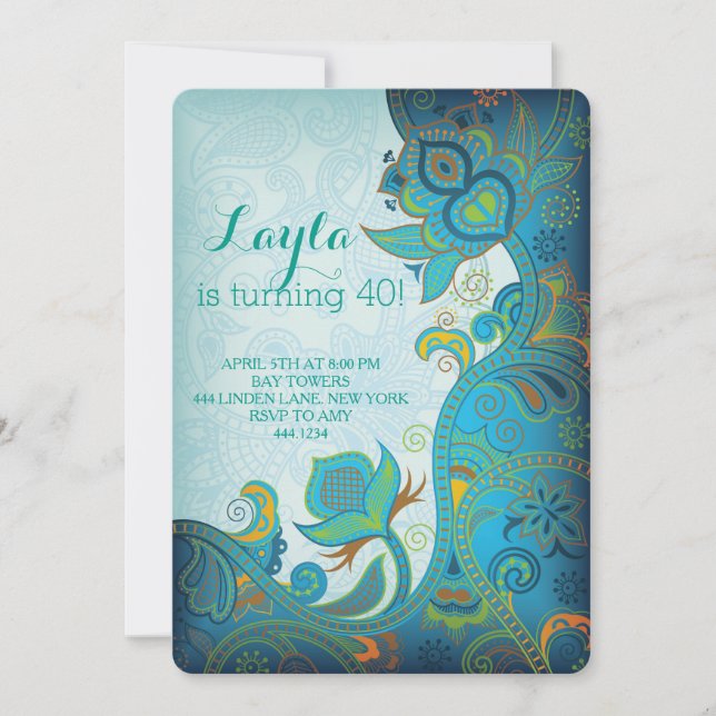 Moroccan 40th 30th Birthday Invitation (Front)