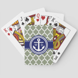 Moroccan #5 Anchor Navy Blue 2 Init Playing Cards