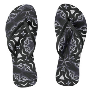 Moroccan african ethnic dark pattern kaleidoscope flip flops