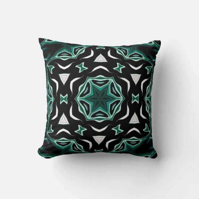 Moroccan african ethnic dark pattern kaleidoscope throw pillow (Front)