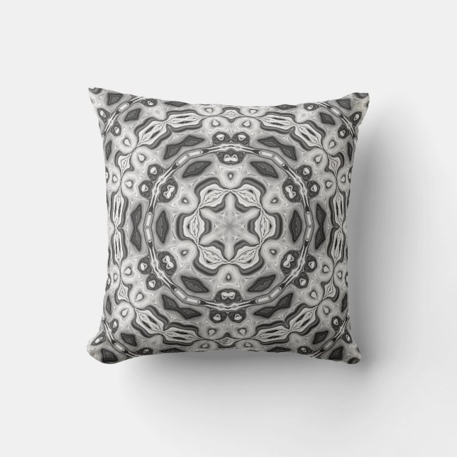 Moroccan african ethnic dark pattern kaleidoscope throw pillow (Front)