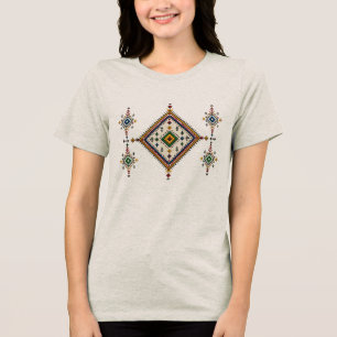 Moroccan Amazigh Embroidery Geometric Pattern Tr Tri-Blend Shirt