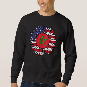 Moroccan American Flag Sunflower Morocco Usa Ameri Sweatshirt