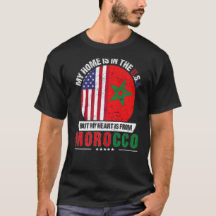Moroccan American Patriot Heart Is From Morocco Gr T-Shirt