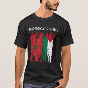 Moroccan And Palestinian Flag Morocco And Palestin T-Shirt
