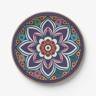 Moroccan Andalusian mosaic floral Paper Plate