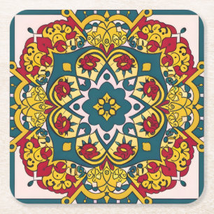 Moroccan Andalusian mosaic Square Paper Coaster
