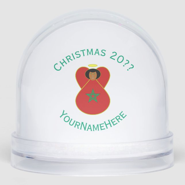 Moroccan Angel Christmas Flag Personalized Snowglobe (Front)