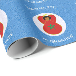 Moroccan Angel Hanukkah Flag Personalized Wrapping Paper