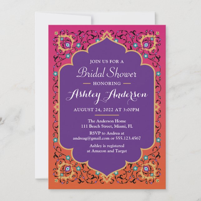 Moroccan Arabian Bridal Shower Invitation (Front)
