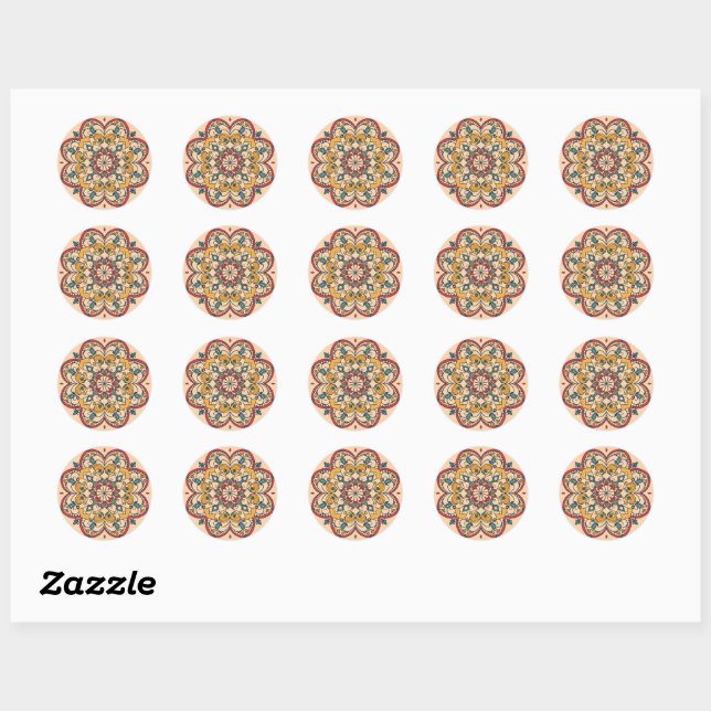 Moroccan Arabic mosaic Classic Round Sticker (Sheet)