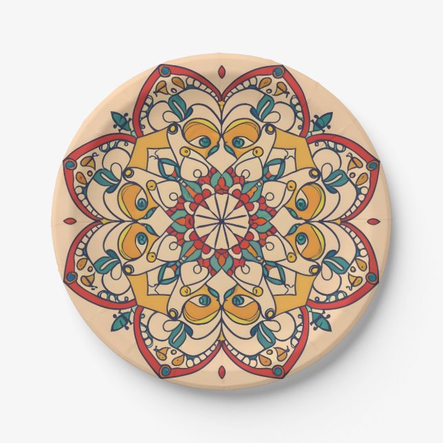 Moroccan Arabic mosaic Paper Plate (Front)