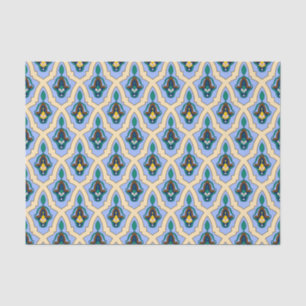 Moroccan Arabic tracery pattern in blue and yellow Tissue Paper