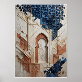 Moroccan Architecture Blue and Ochre Poster