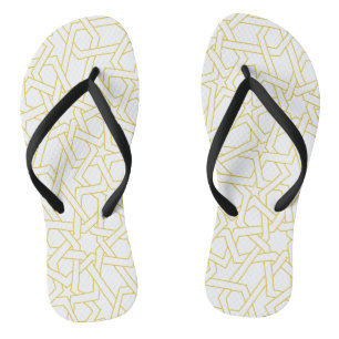 Moroccan art design on gold colour flip flops