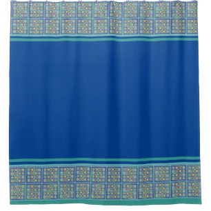 Moroccan blue and green tiles border and stripes