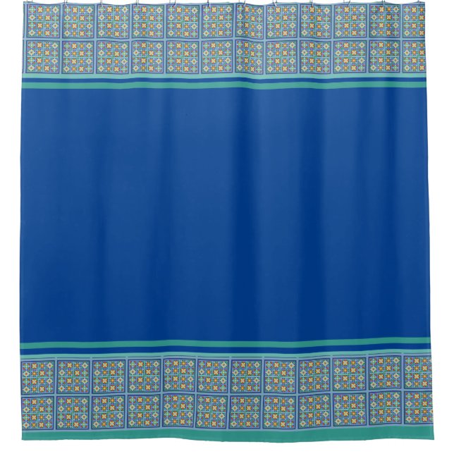 Moroccan blue and green tiles border and stripes (Front)