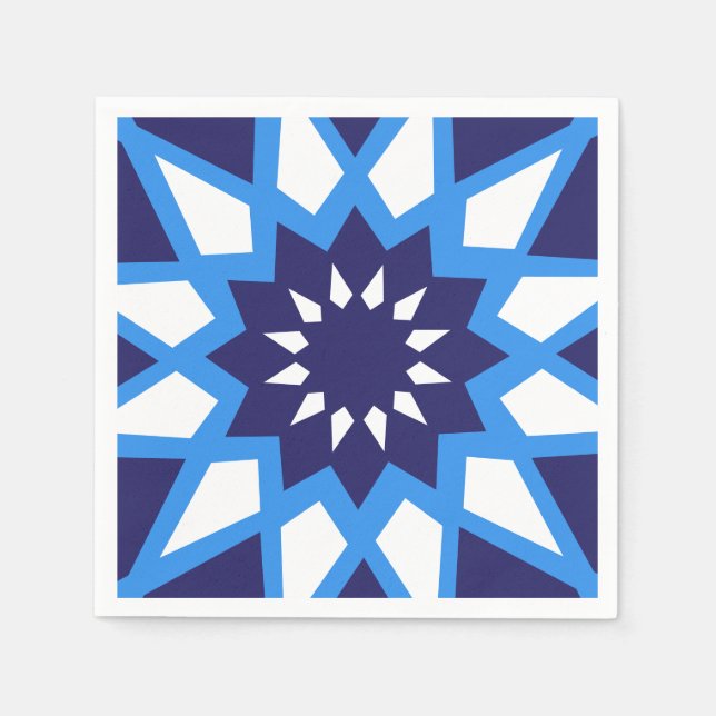 Moroccan Blue And White Paper Napkins (Front)