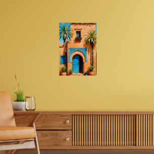 Moroccan Blue Door Terracotta Kasbah Wall Art