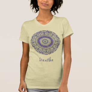 Moroccan blue mosaic circle yoga meditation design T-Shirt