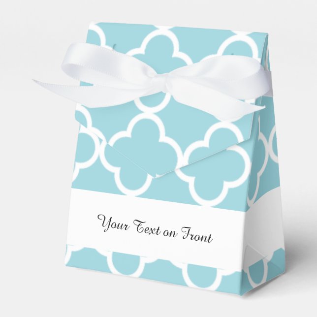 Moroccan Blue White Quatrefoil Pattern Favor Box (Front Side)