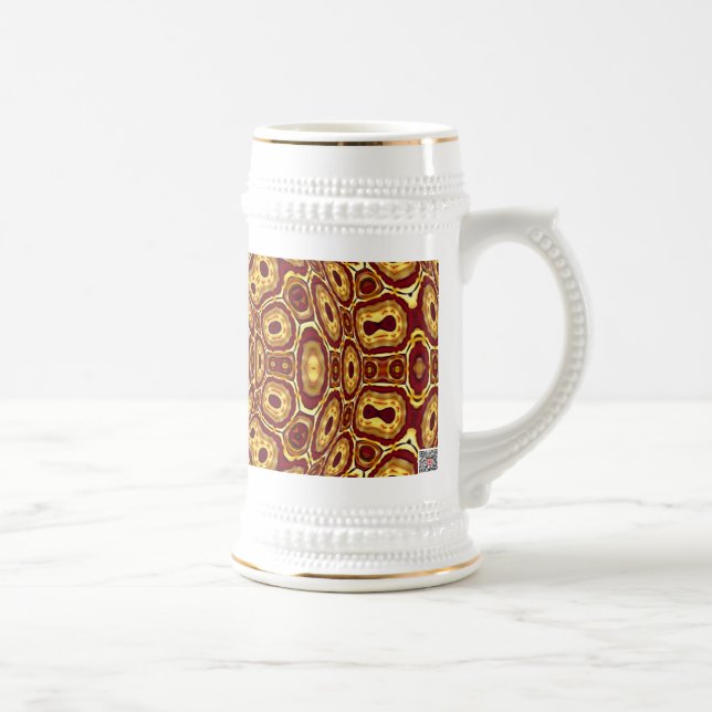 Moroccan Boho Red Gold Abstract Pattern Beer Stein (Right)