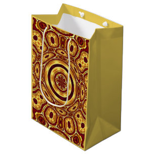 Moroccan Boho Red Gold Abstract Pattern Medium Gift Bag