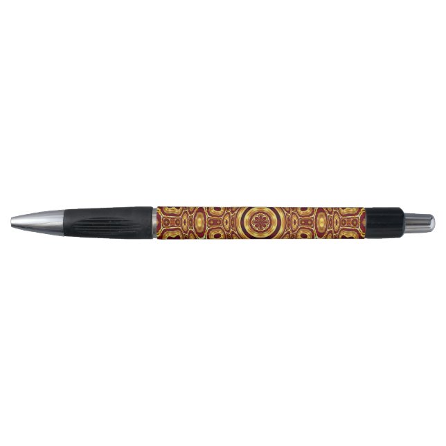 Moroccan Boho Red Gold Abstract Pattern Pen (Front)