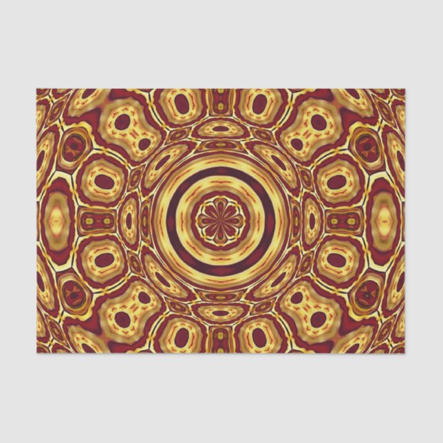 Moroccan Boho Red Gold Abstract Pattern Tissue Paper (Front)