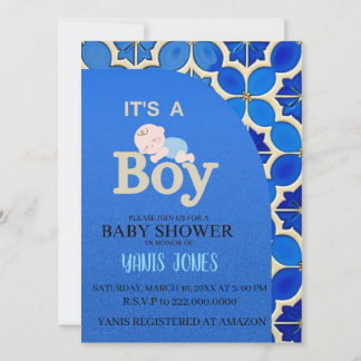 Moroccan boy baby shower Invitation