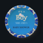 Moroccan Boy Baby Shower  Paper Plate<br><div class="desc">Celebrate the arrival of your baby boy with this elegant Moroccan-inspired baby shower invitation. Featuring rich blue tones and traditional zellige tile patterns,  it’s perfect for a stylish and cultural “It’s a Boy” celebration.</div>