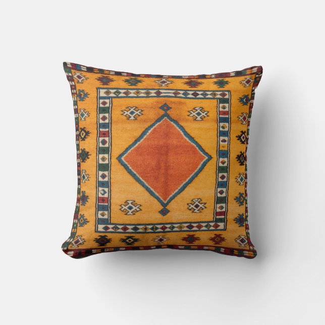 Moroccan Charm" Yellow Kilim Pillows: Throw Pillow (Front)