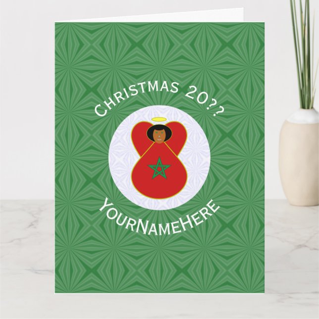 Moroccan Christmas Angel Flag Personalized  Card (Front)