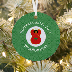Moroccan Christmas Angel Flag Personalized Metal Ornament