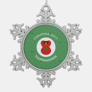 Moroccan Christmas Angel Flag Personalized  Snowflake Pewter Christmas Ornament